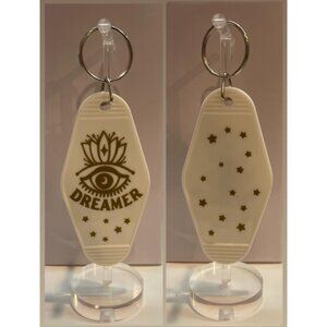 DREAMER Eye Retro Motel Cream Gold Stars Gift Keychain